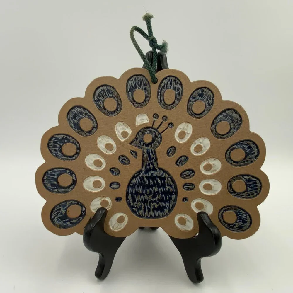 Pier 1 Imports Made in Japan Art Pottery Peacock Wall Hanging